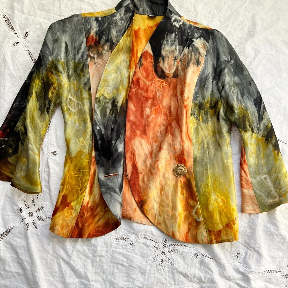 vintage Joan Mcgee art to wear silk blazer and tank set fiber artist